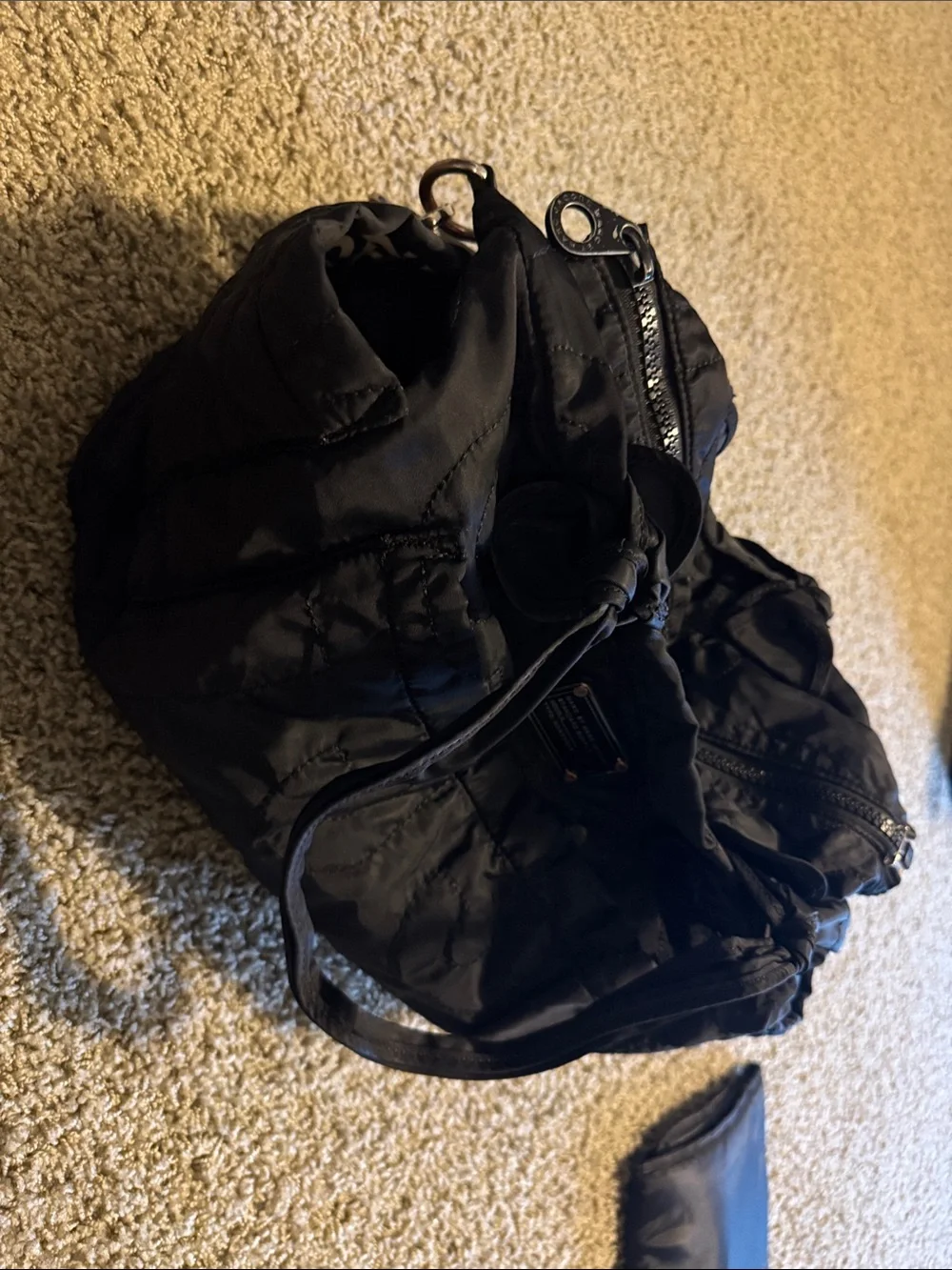 Marc by Marc Jacobs Black Quilted Tote with Metal Logo Plate